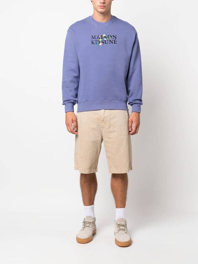 Flower Logo Print Comfort Sweatshirt Purple - MAISON KITSUNE - BALAAN 3