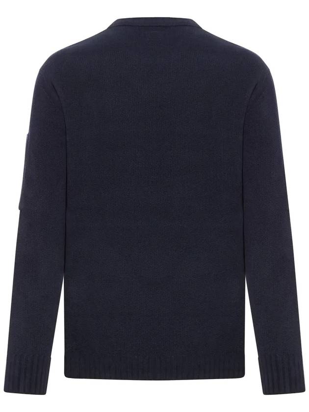 Cotton Chenille Crewneck Knit Top Navy - CP COMPANY - BALAAN 3