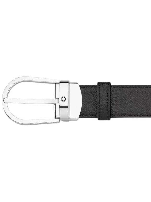 Horseshoe Buckle Reversible Leather Belt Black Brown - MONTBLANC - BALAAN 3