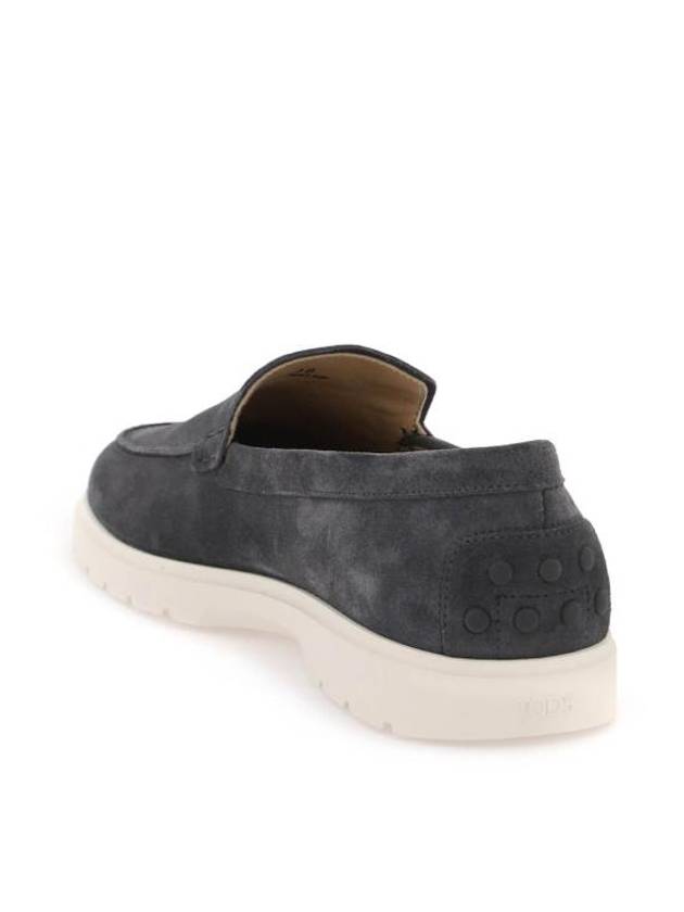 Suede Slipper Loafers Dark Grey - TOD'S - BALAAN 4