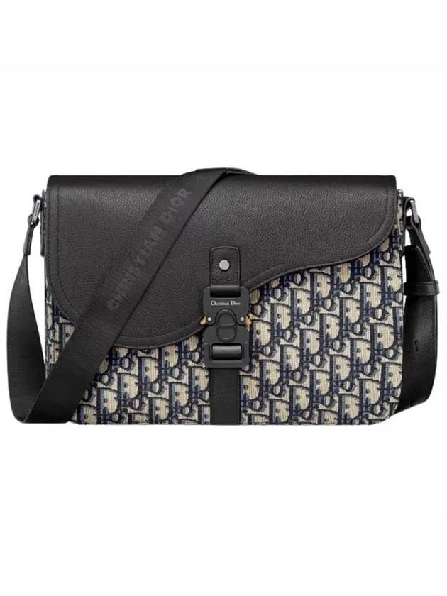 Saddle Oblique Jacquard Grained Calfskin Messenger Bag Beige Black - DIOR - BALAAN 2