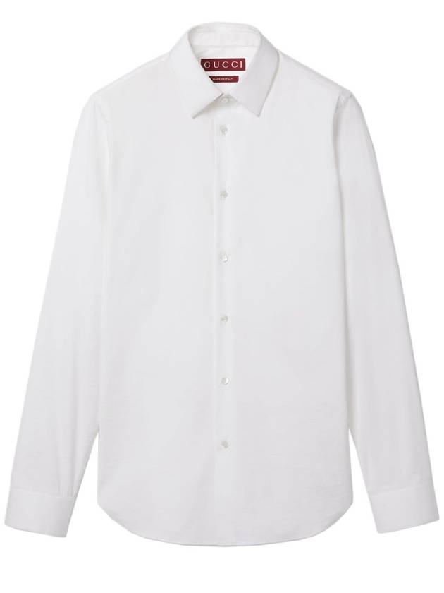 Stretch Cotton Poplin Long Sleeve Shirt White - GUCCI - BALAAN 2