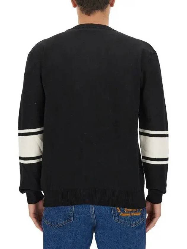 Embroidered Logo Wool Cardigan Black - MSGM - BALAAN 2