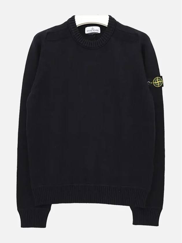 Kids Logo Patch Crewneck Cotton Sweatshirt Navy - STONE ISLAND - BALAAN 4