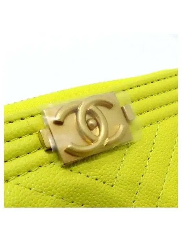 A80602 Yellow Caviar Calfskin Boy Zip up Card Business Coin Wallet - CHANEL - BALAAN 4