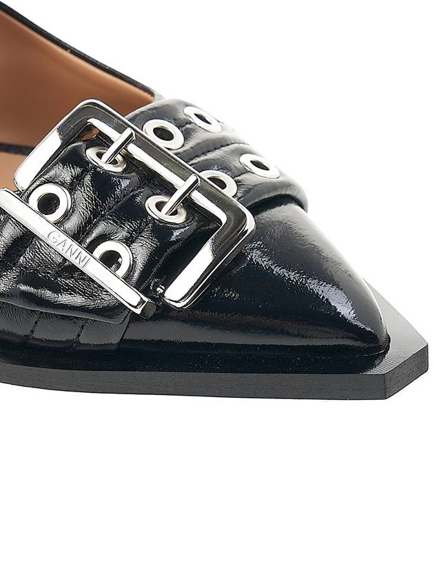 Eyelet Detail Buckle Flat Black - GANNI - BALAAN 10