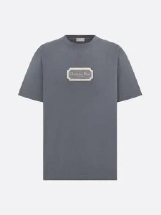 Embroidered Logo Cotton Short Sleeve T-Shirt Grey - DIOR - BALAAN 2