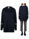 Stripe Crew Neck Jacquard Knit Top Navy - THOM BROWNE - BALAAN 2