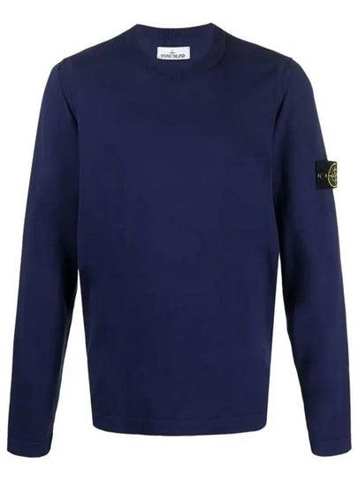 Logo Patch Crewneck Knit Top Royal Blue - STONE ISLAND - BALAAN 2