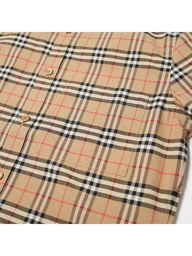 Small Scale Check Stretch Short Sleeve Shirt Archive Beige - BURBERRY - BALAAN 4