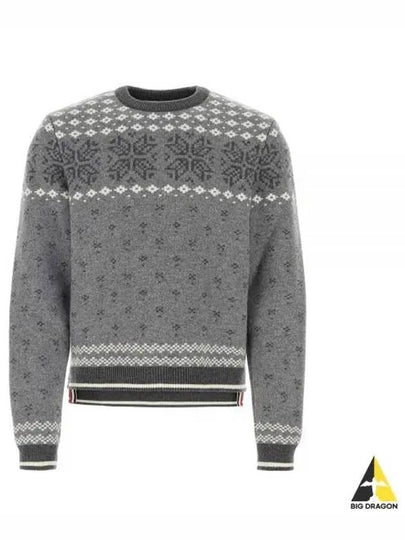 Snowflake Fair Isle Wool Knit Top Grey - THOM BROWNE - BALAAN 2