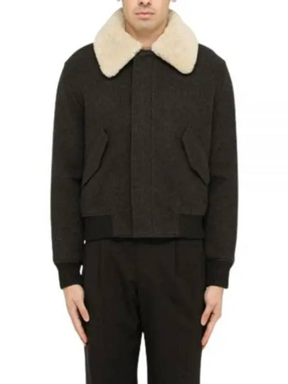 Shearling Collar Wool Jacket Grey - AMI - BALAAN 2