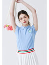 Smile color combination collar neck sleeveless knit SKY BLUE - MONBIRDIE GOLF - BALAAN 6