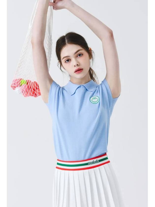 Smile color combination collar neck sleeveless knit SKY BLUE - MONBIRDIE GOLF - BALAAN 6