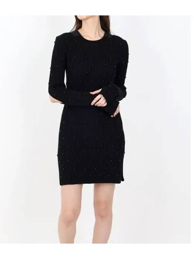 Cotton Embossed Midi Dress Black - HELMUT LANG - BALAAN 1