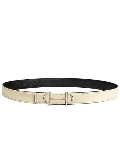 Gamma Buckle Reversible Leather Strap 24mm Belt Ivory - HERMES - BALAAN 2