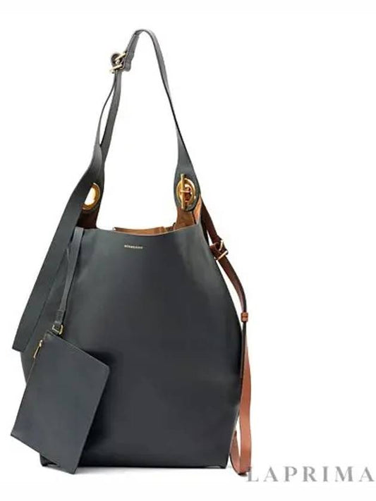 leather grommet hobo shoulder bag - BURBERRY - 2