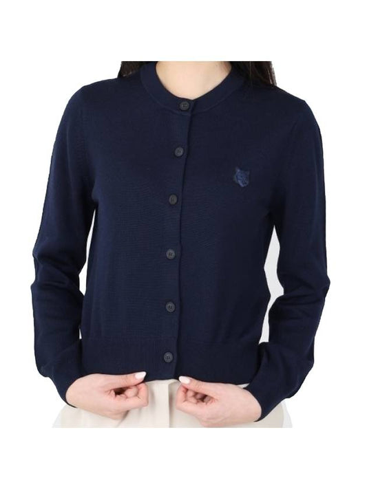 Bold Fox Head Patch Regular Cardigan Navy - MAISON KITSUNE - BALAAN 1