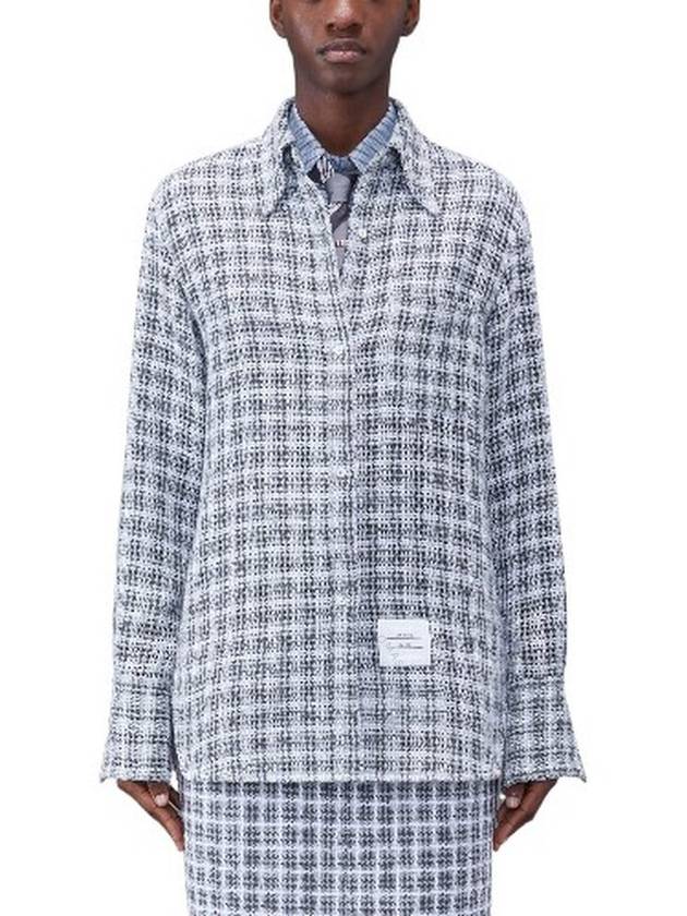 Thom Browne Ladies Check Crochet Tweed Oversized Shirt Brand Size 36 US Size 0 - THOM BROWNE - BALAAN 1