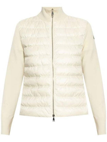 Logo Patch Padded Cardigan Cream - MONCLER - BALAAN 1