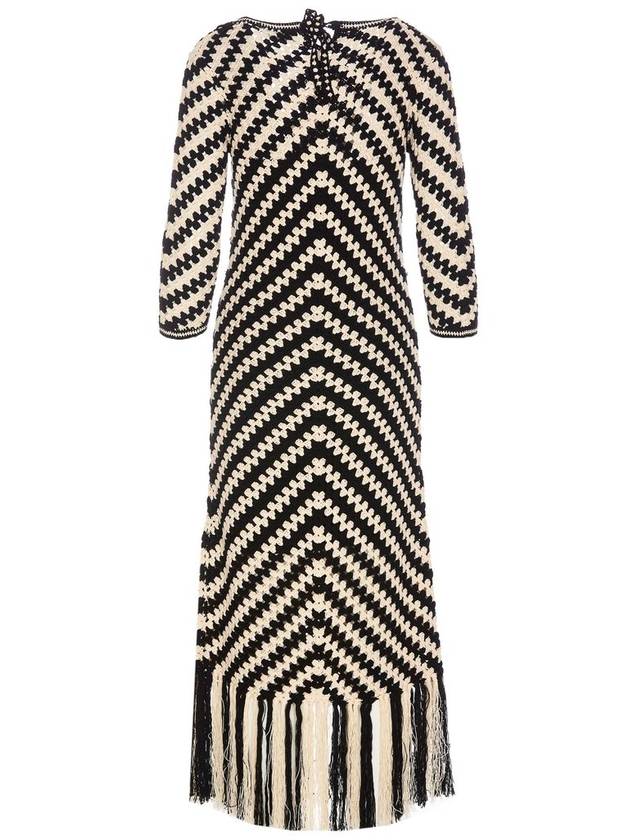 Midi Black And White Dress With Chevron Motif In Crochet Woman - ZIMMERMANN - BALAAN 2