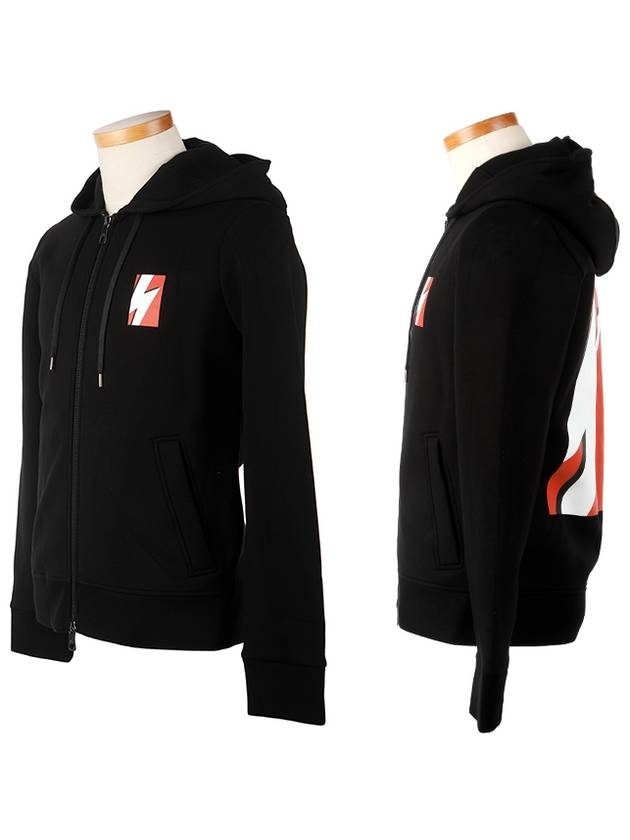 Lightning Bolt Zip Up Hoodie Black - NEIL BARRETT - BALAAN 3