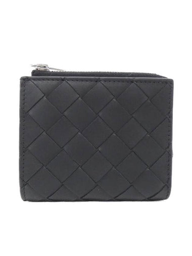 Intrecciato Bifold Calfskin Half Wallet Black - BOTTEGA VENETA - BALAAN 1