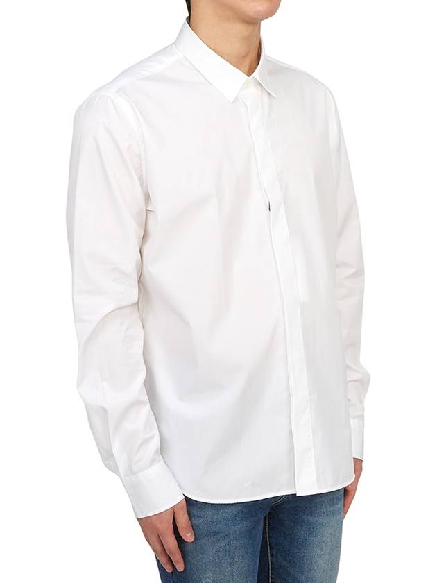 Heart Logo Tonal Cotton Poplin Long Sleeve Shirt White - AMI - BALAAN 4