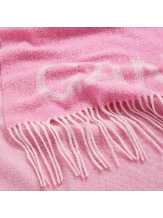 logo wool muffler pink - GANNI - BALAAN.