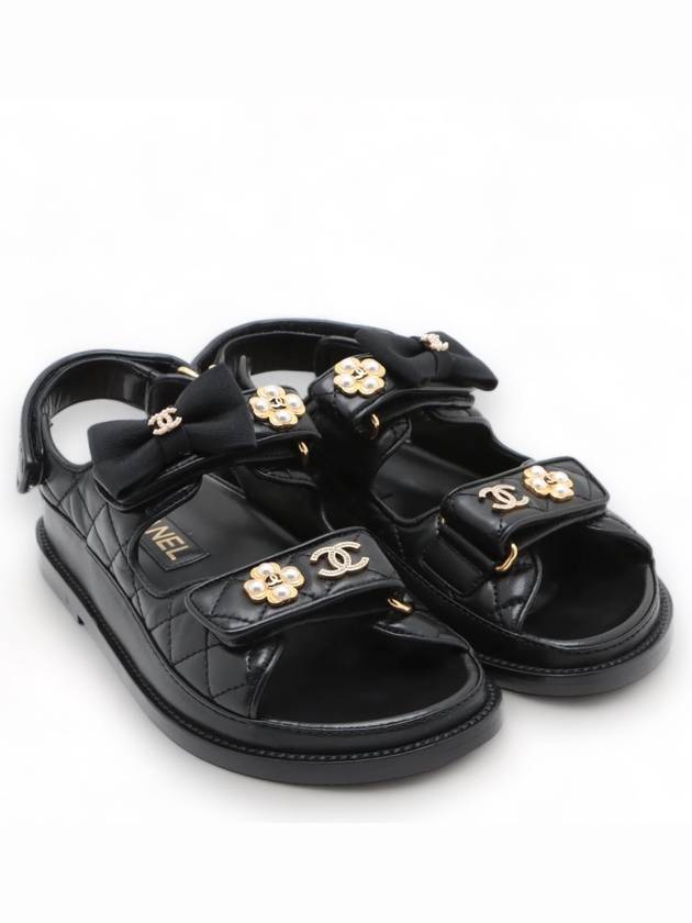 Velcro Pearl Ribbon Sandals Lambskin G40138 - CHANEL - BALAAN 1