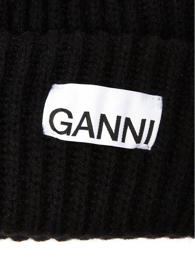 Logo Patch Knit Beanie Sand - GANNI - BALAAN 5