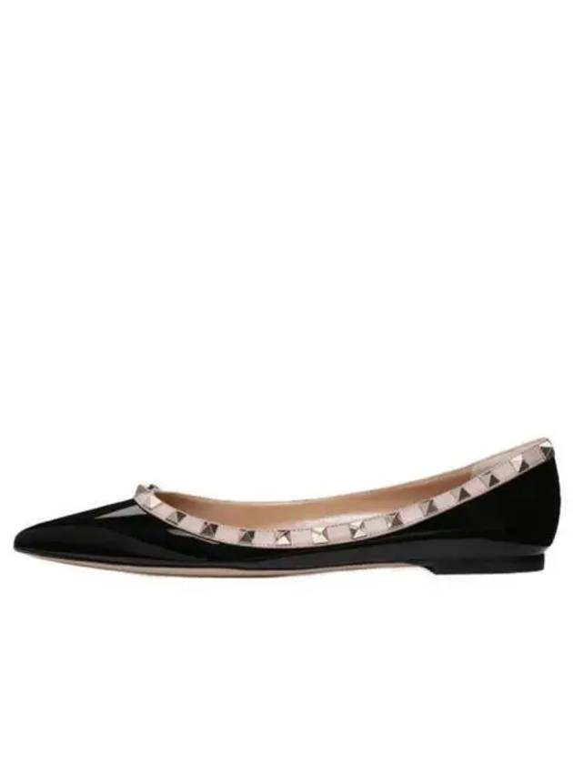 Patent Leather Rockstud Ballerina Black - VALENTINO - BALAAN 2