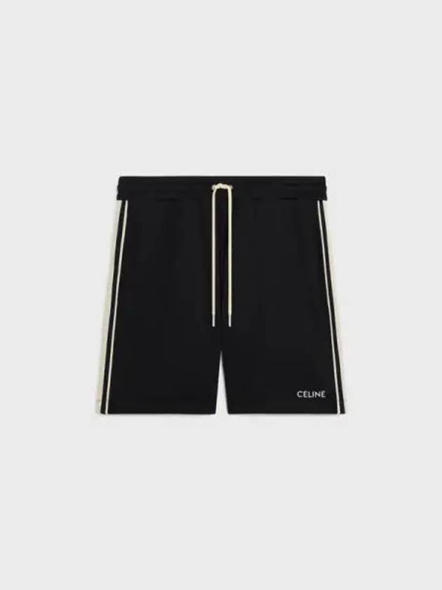 Embroidered Logo Double Face Jersey Track Shorts Black - CELINE - BALAAN 1