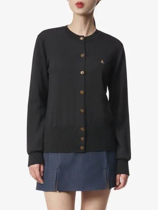 Bea Logo Wool Cardigan Black - VIVIENNE WESTWOOD - BALAAN 2