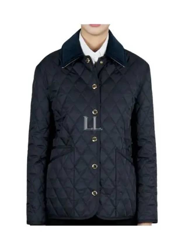 Corduroy Collar Quilted Jacket Navy - BURBERRY - BALAAN 2