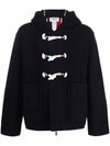 Men's Twill Stitch Center Bag Striped Duffel Coat Navy - THOM BROWNE - BALAAN 1