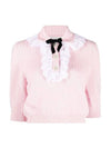 Wool Collar Short Sleeve Knit Top Pink - ALESSANDRA RICH - BALAAN 1