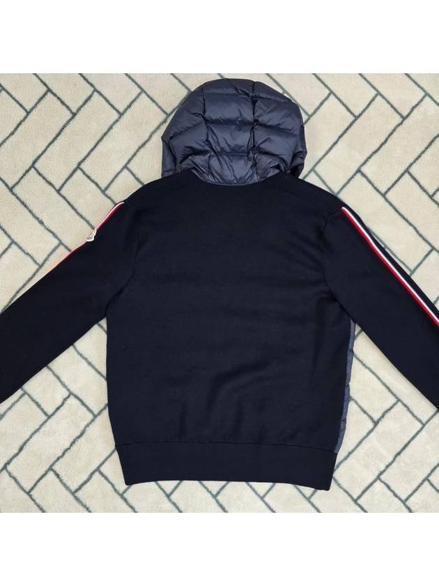 Quilted Wool Cardigan Navy - MONCLER - BALAAN 3