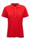 Women's Julie Embroidered Logo Short Sleeve Polo Shirt Red - POLO RALPH LAUREN - BALAAN 2