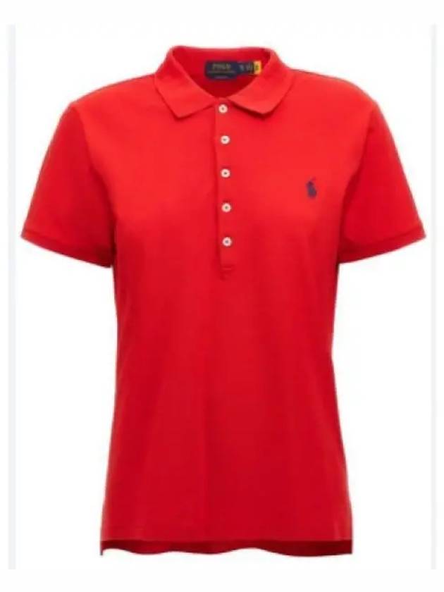 Women's Julie Embroidered Logo Short Sleeve Polo Shirt Red - POLO RALPH LAUREN - BALAAN 2