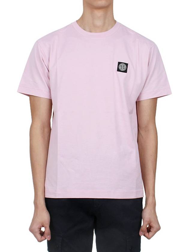 Logo Patch Short Sleeves T-Shirt Pink - STONE ISLAND - BALAAN 2