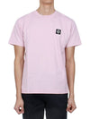 Logo Patch Short Sleeves T-Shirt Pink - STONE ISLAND - BALAAN 3