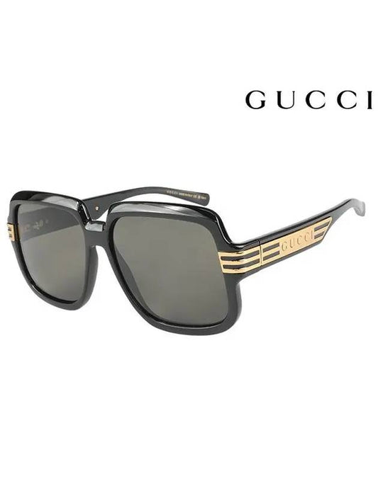 Eyewear Logo Stripe Square Sunglasses Black - GUCCI - BALAAN.