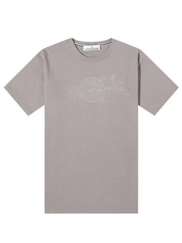 Camo Three Embroidery Regular Fit Cotton Jersey Short Sleeve T-Shirt Grey - STONE ISLAND - BALAAN 2