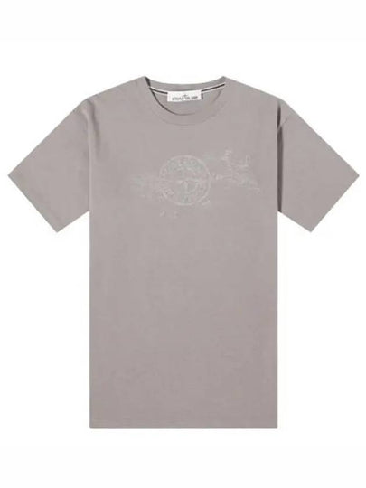 Camo Three Embroidery Regular Fit Cotton Jersey Short Sleeve T-Shirt Grey - STONE ISLAND - BALAAN 2