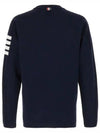 4-Bar Striped Cotton Long Sleeve T-Shirt Navy - THOM BROWNE - BALAAN 3