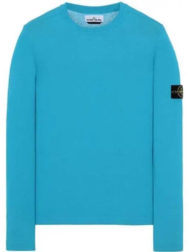 Men's Wappen Patch Crew Neck Cotton Knit Top Sky Blue - STONE ISLAND - BALAAN 1