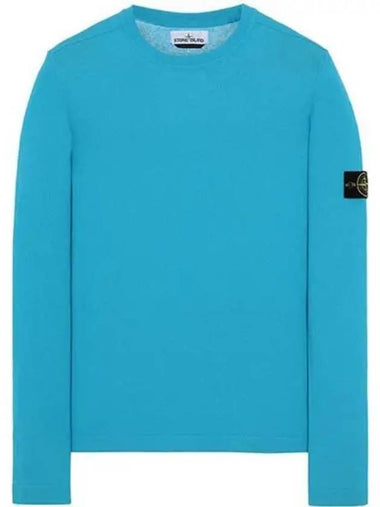 Men's Wappen Patch Crew Neck Cotton Knit Top Sky Blue - STONE ISLAND - BALAAN 1