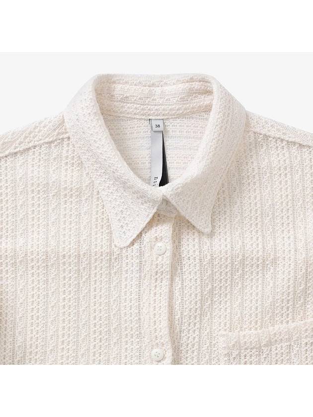 Cotton Crochet Slim Shirt Ivory - NOIRER FOR WOMEN - BALAAN 5