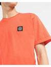 Mini Logo Patch Short Sleeve T-Shirt Orange - STONE ISLAND - BALAAN 3